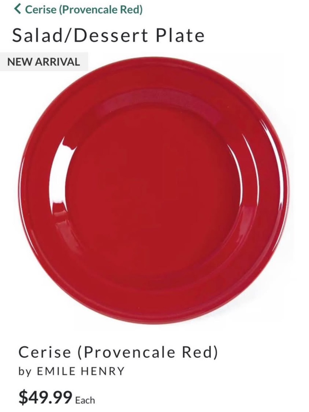 2 Emile Henry Cerise (Provencale Red) Salad/Dessert Plates